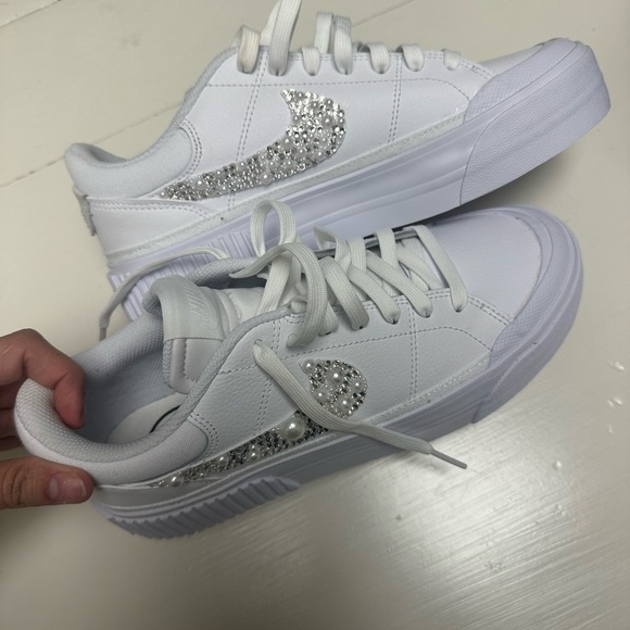 Nike court legacy lift platform sneakers - with rhinestones and pearls - size 8 - Picture 6 of 6